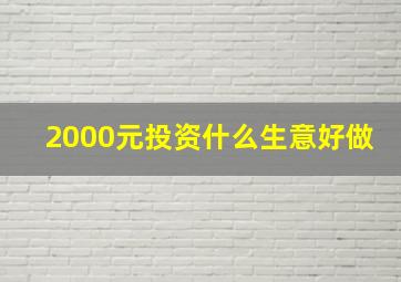 2000元投资什么生意好做