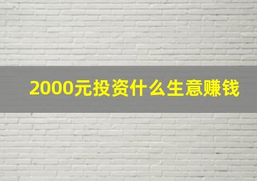 2000元投资什么生意赚钱