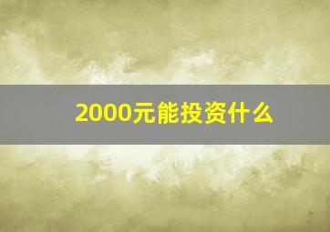 2000元能投资什么