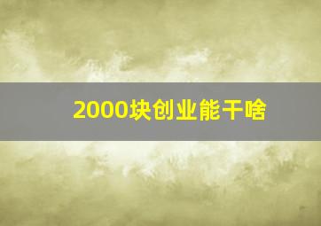 2000块创业能干啥