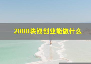 2000块钱创业能做什么