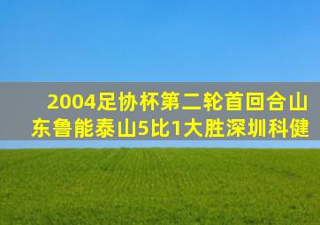 2004足协杯第二轮首回合山东鲁能泰山5比1大胜深圳科健