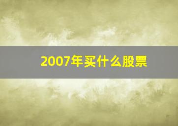 2007年买什么股票