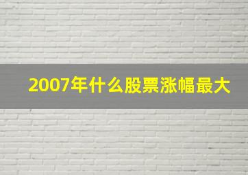 2007年什么股票涨幅最大