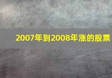 2007年到2008年涨的股票