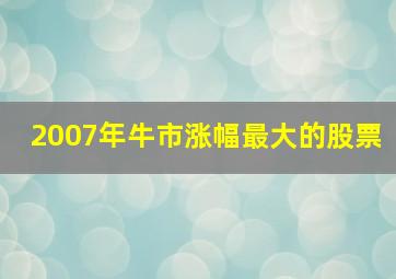 2007年牛市涨幅最大的股票