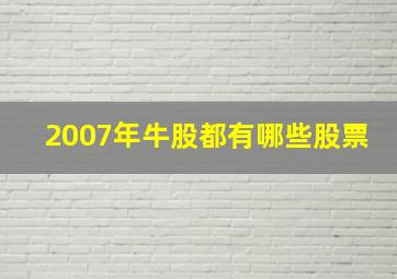 2007年牛股都有哪些股票