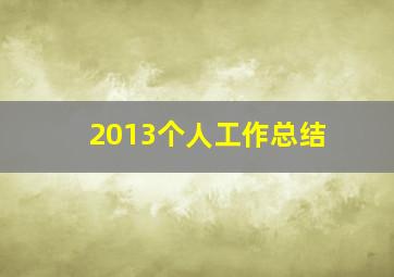 2013个人工作总结