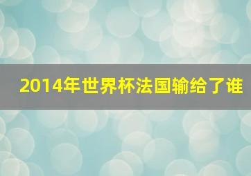 2014年世界杯法国输给了谁