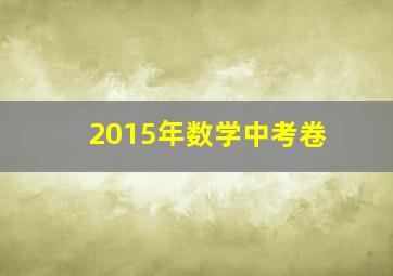 2015年数学中考卷