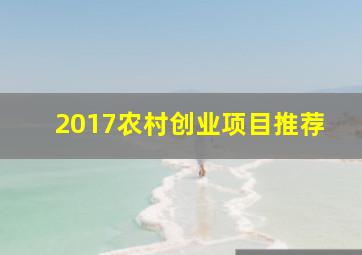 2017农村创业项目推荐