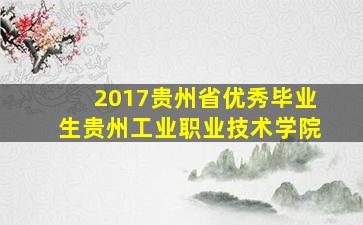 2017贵州省优秀毕业生贵州工业职业技术学院