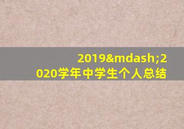 2019—2020学年中学生个人总结