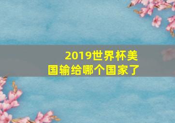 2019世界杯美国输给哪个国家了