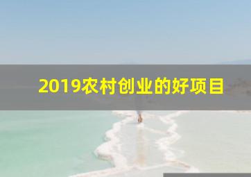 2019农村创业的好项目