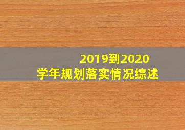 2019到2020学年规划落实情况综述