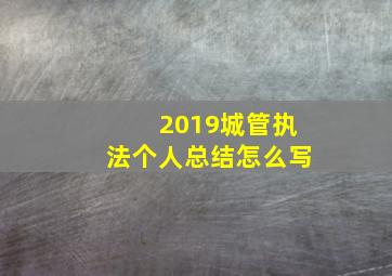 2019城管执法个人总结怎么写