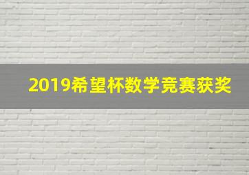 2019希望杯数学竞赛获奖