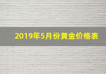 2019年5月份黄金价格表