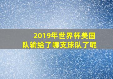 2019年世界杯美国队输给了哪支球队了呢