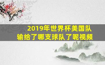 2019年世界杯美国队输给了哪支球队了呢视频