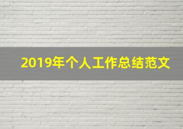 2019年个人工作总结范文