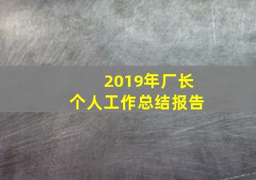 2019年厂长个人工作总结报告