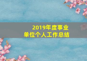 2019年度事业单位个人工作总结