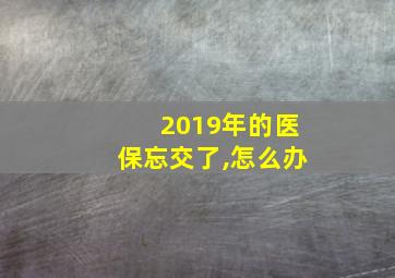 2019年的医保忘交了,怎么办