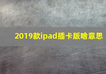 2019款ipad插卡版啥意思