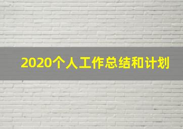 2020个人工作总结和计划