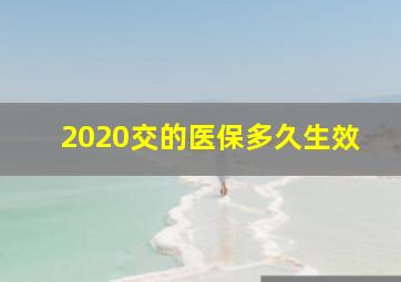 2020交的医保多久生效