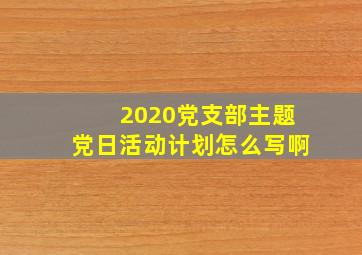 2020党支部主题党日活动计划怎么写啊