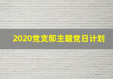 2020党支部主题党日计划