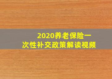 2020养老保险一次性补交政策解读视频