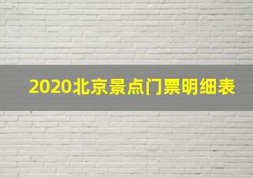 2020北京景点门票明细表