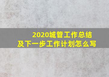 2020城管工作总结及下一步工作计划怎么写