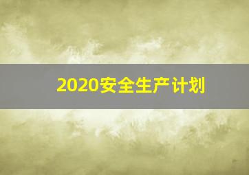 2020安全生产计划