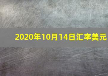 2020年10月14日汇率美元