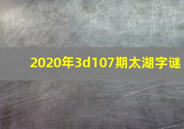 2020年3d107期太湖字谜