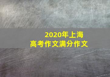 2020年上海高考作文满分作文