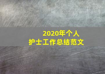 2020年个人护士工作总结范文