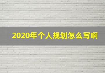 2020年个人规划怎么写啊