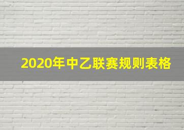 2020年中乙联赛规则表格