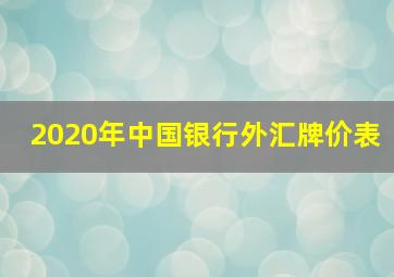 2020年中国银行外汇牌价表