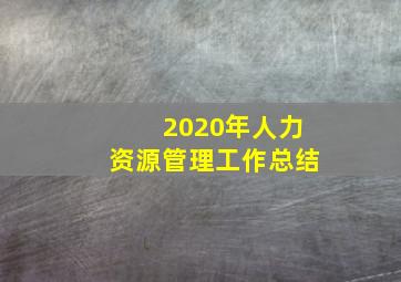 2020年人力资源管理工作总结