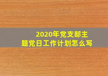 2020年党支部主题党日工作计划怎么写