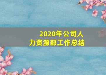 2020年公司人力资源部工作总结