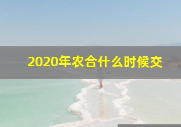 2020年农合什么时候交