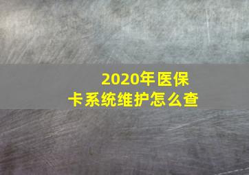 2020年医保卡系统维护怎么查